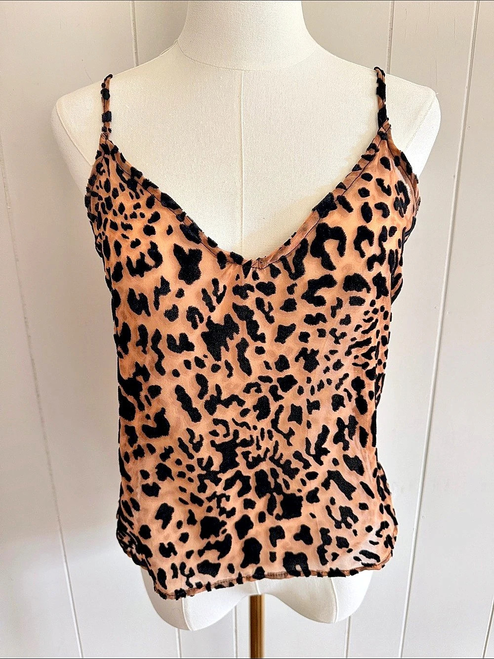 Burnout Velvet Leopard Print Camisole Small Mob Wife Indie Sleaze Y2k Grunge